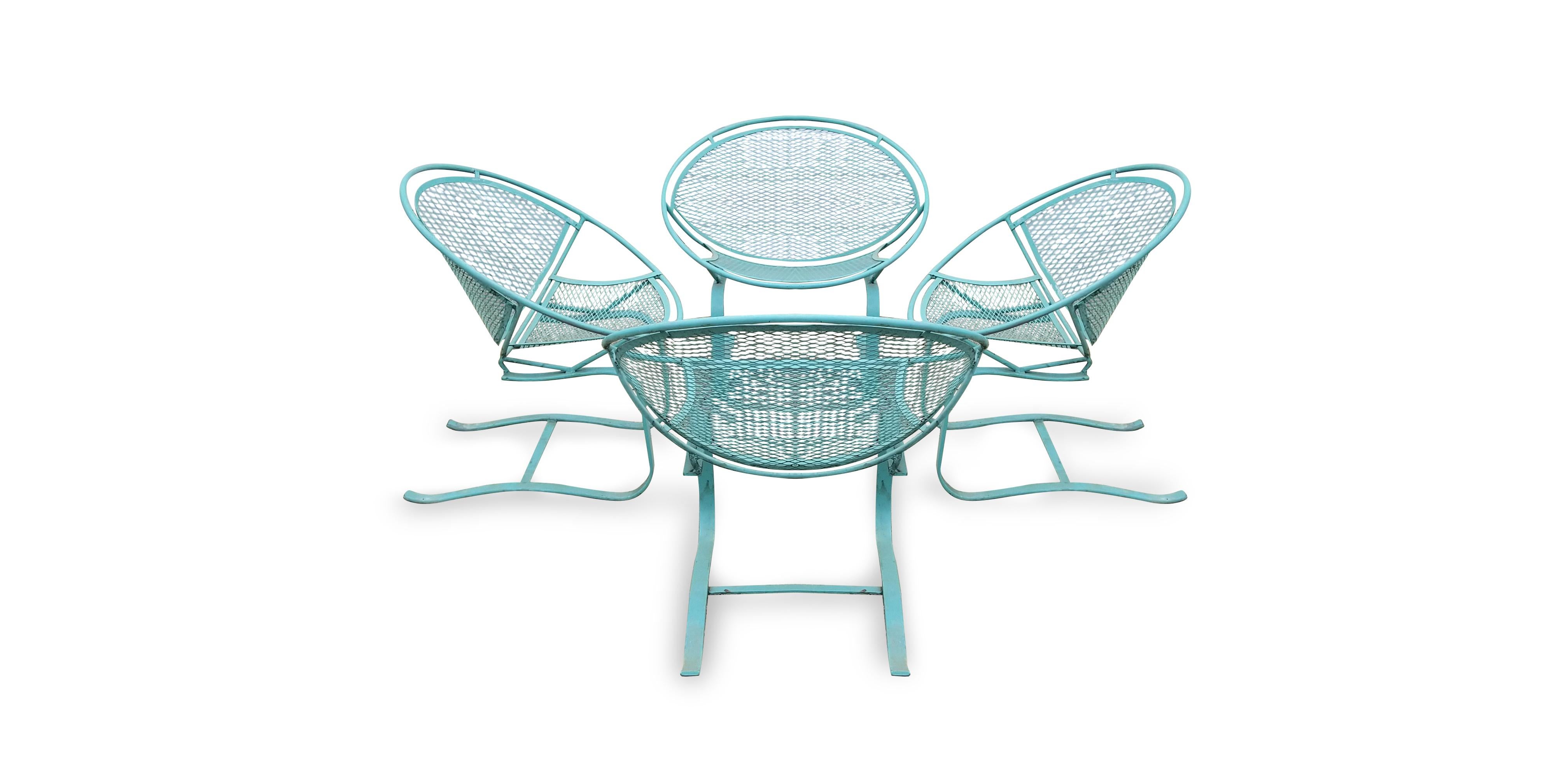 Mid-Century Modern Set of Four 'Radar' Salterini Bouncer Chairs and Table Set
