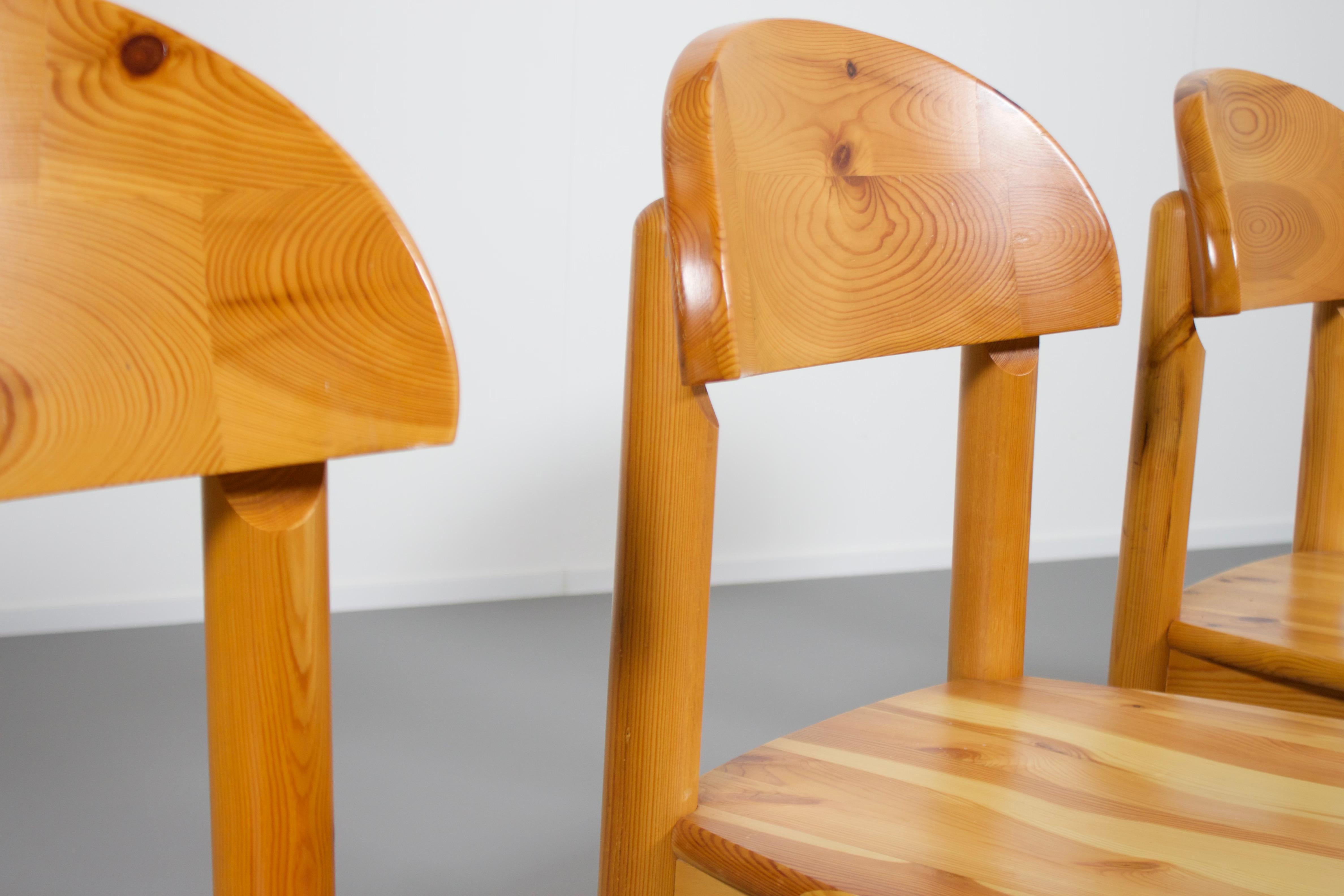 Danish Set of Four Rainer Daumiller Pine Wood Dining Chairs, 1970s For Sale