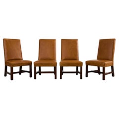 Set of Four Ralph Lauren High Back Leather Dining Chairs