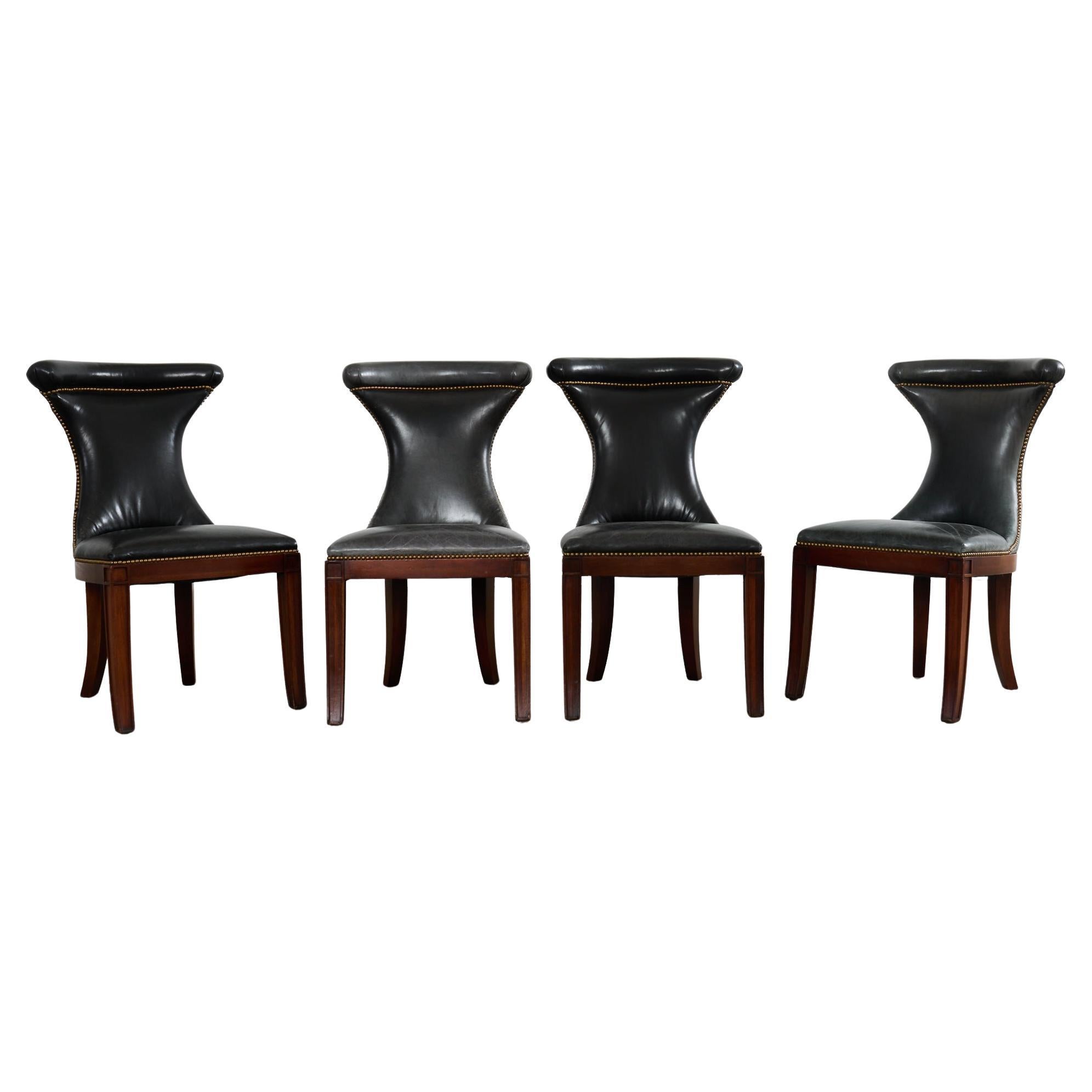 Set of Four Ralph Lauren Highgate Leather Dining Chairs