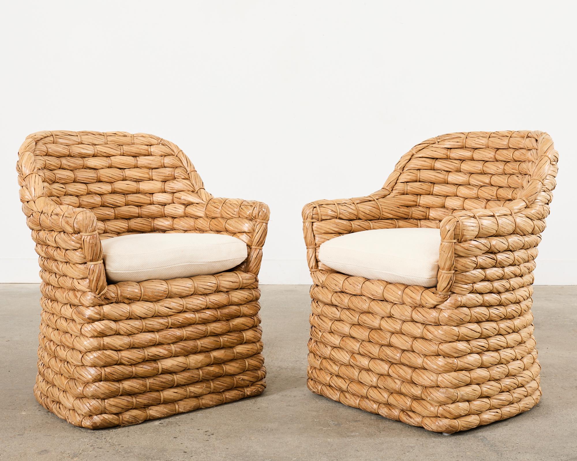 Set of Four Ralph Lauren Joshua Tree Woven Dining Chairs 3
