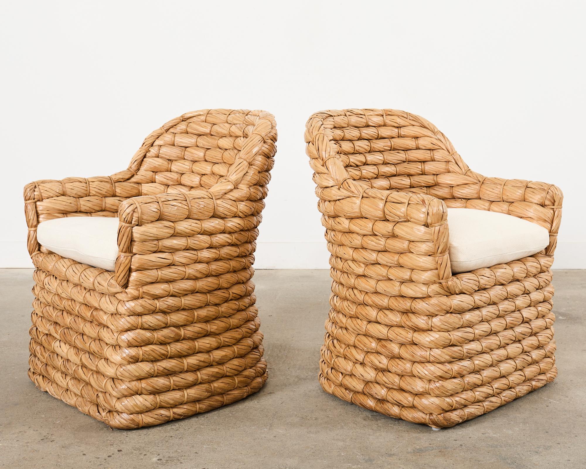 Set of Four Ralph Lauren Joshua Tree Woven Dining Chairs 4