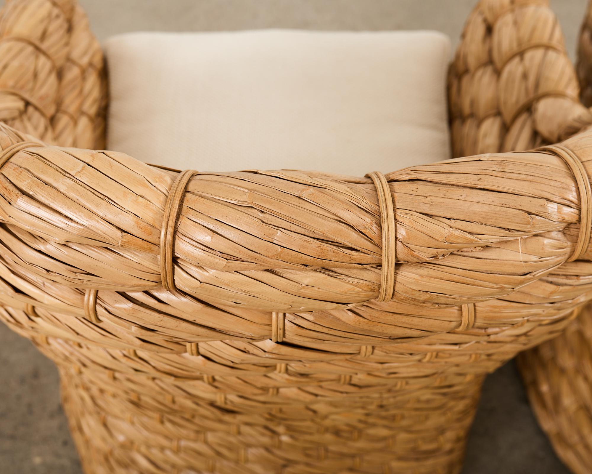 Set of Four Ralph Lauren Joshua Tree Woven Dining Chairs 8