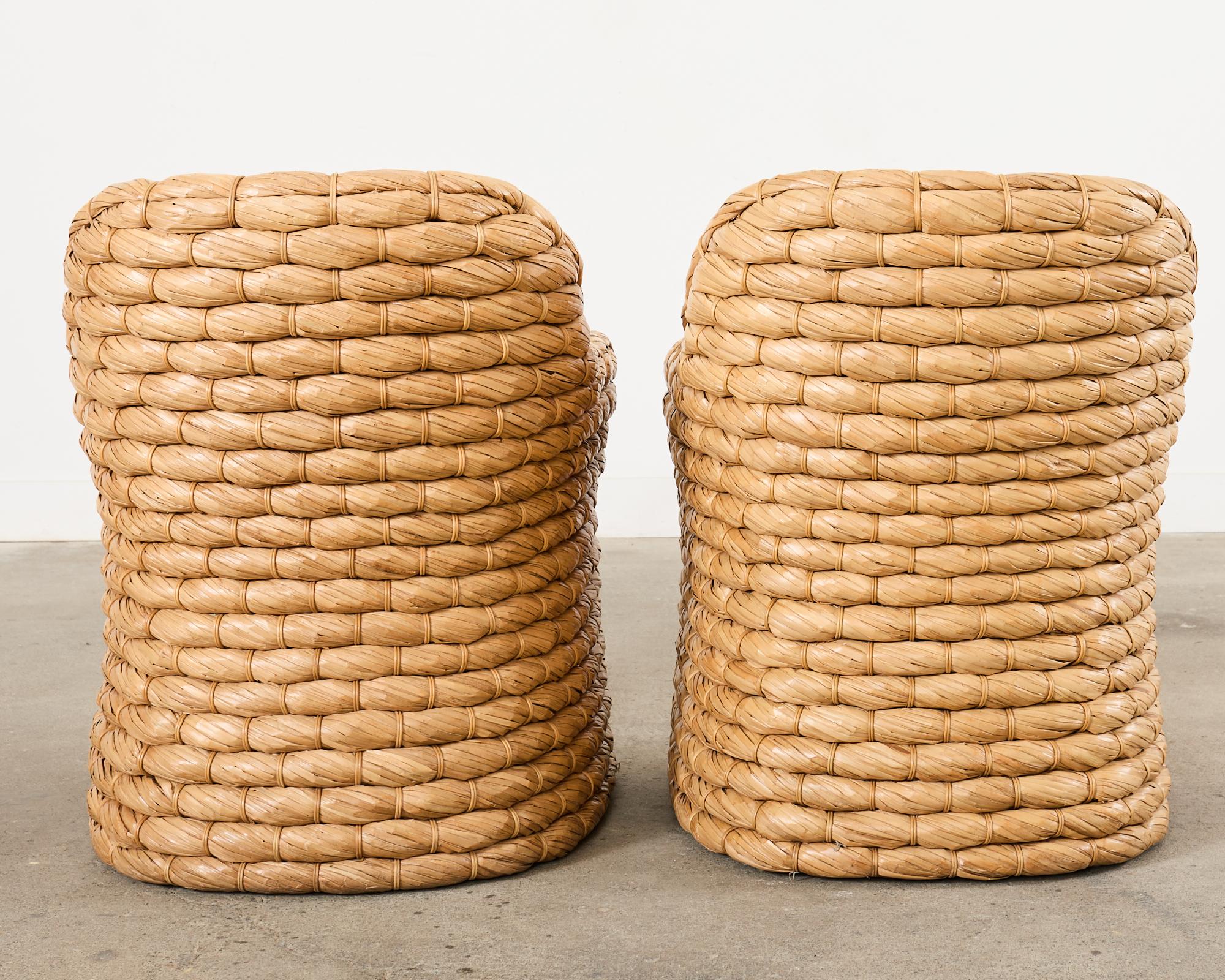 Set of Four Ralph Lauren Joshua Tree Woven Dining Chairs 13