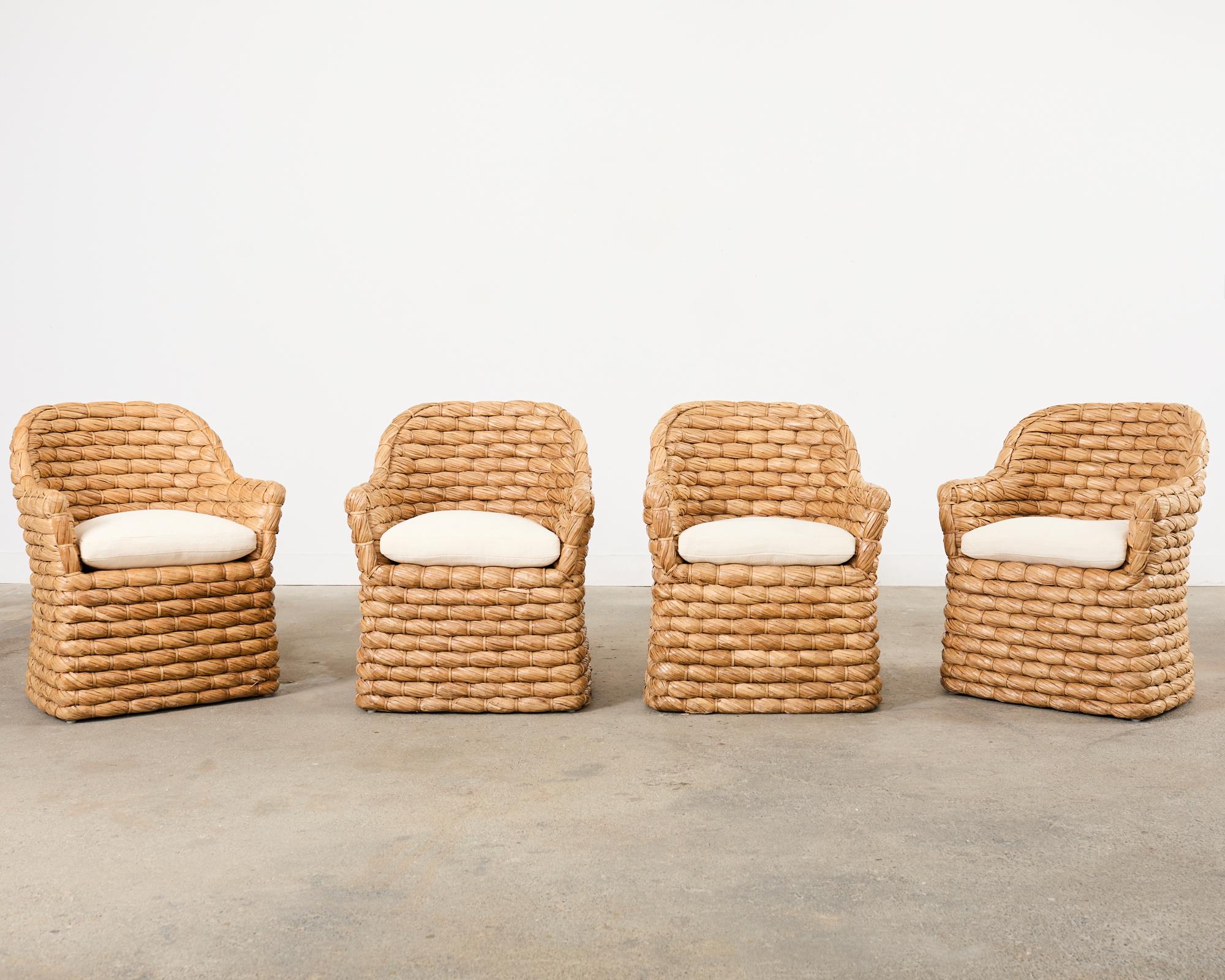 Organic Modern Set of Four Ralph Lauren Joshua Tree Woven Dining Chairs