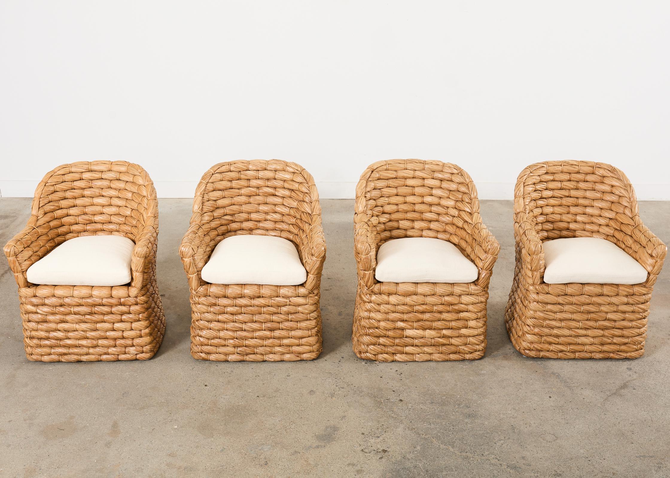 Hand-Crafted Set of Four Ralph Lauren Joshua Tree Woven Dining Chairs