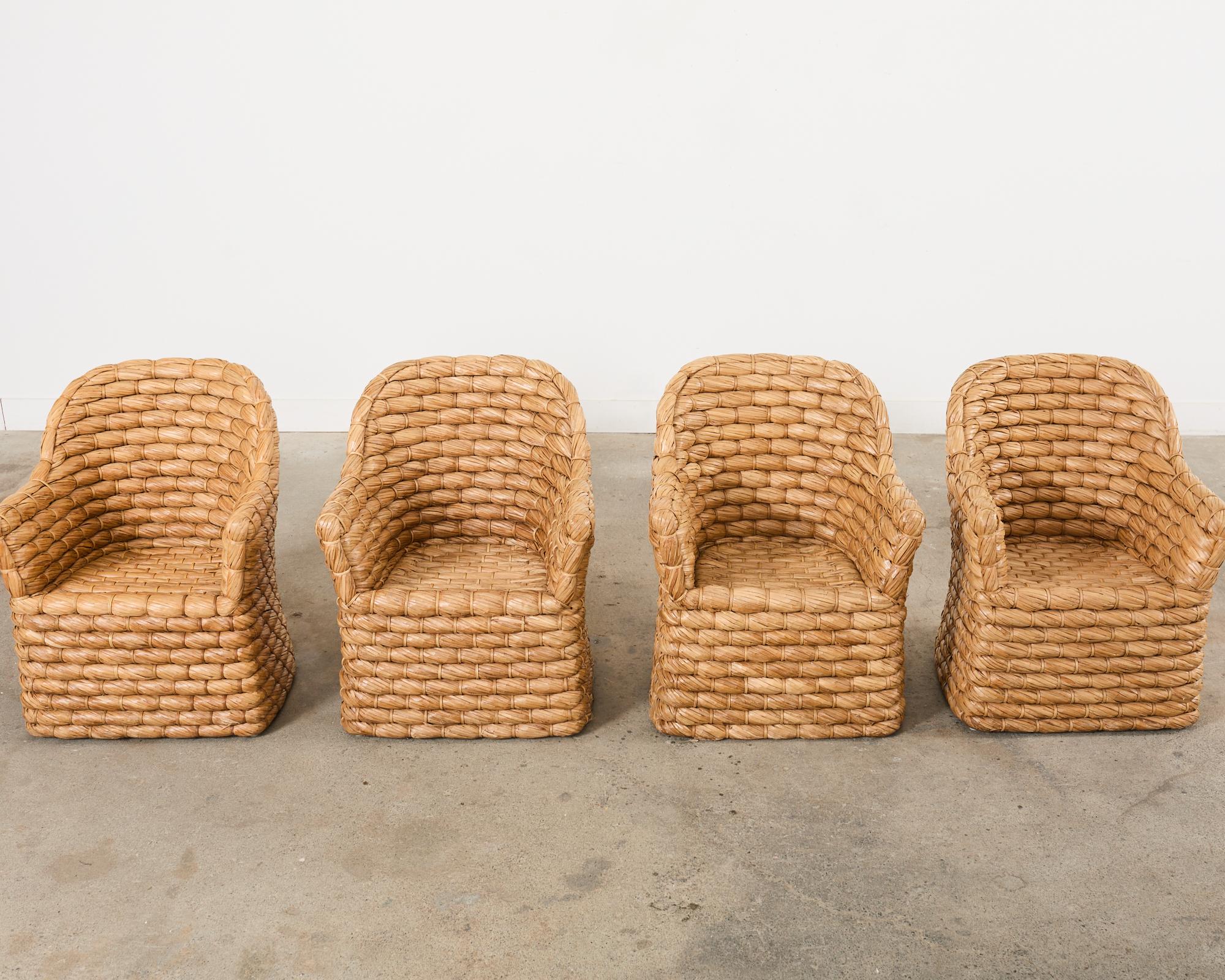 Set of Four Ralph Lauren Joshua Tree Woven Dining Chairs In Good Condition In Rio Vista, CA