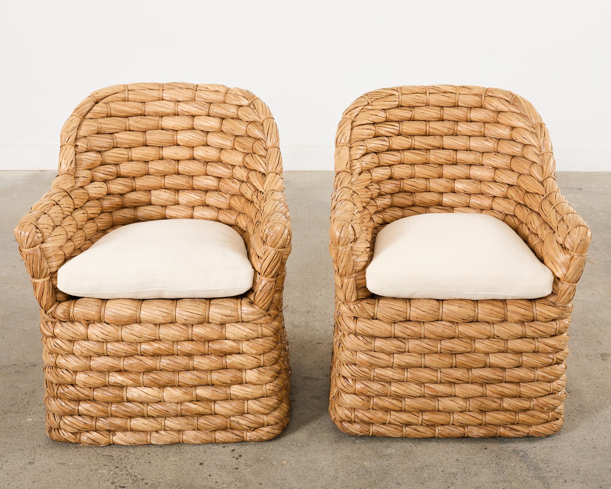 Fabric Set of Four Ralph Lauren Joshua Tree Woven Dining Chairs