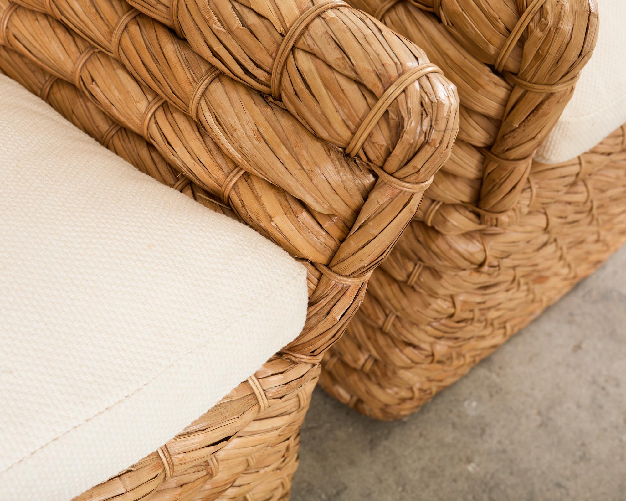 Set of Four Ralph Lauren Joshua Tree Woven Dining Chairs 1