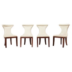 Vintage Set of Four Ralph Lauren Regency Style Leather Dining Chairs 