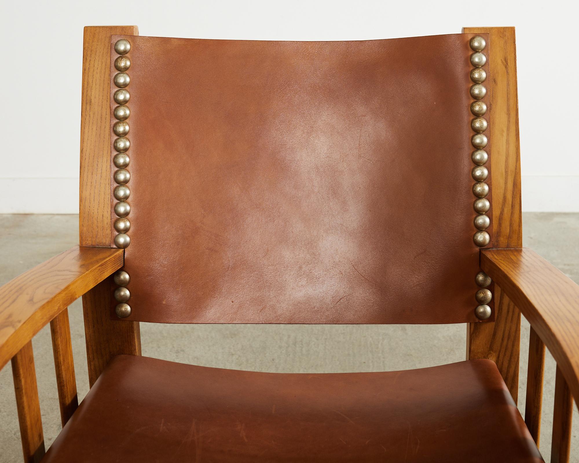 Ensemble de quatre chaises de salle à manger Ralph Lauren Shelter Sky Ash Leather  en vente 6
