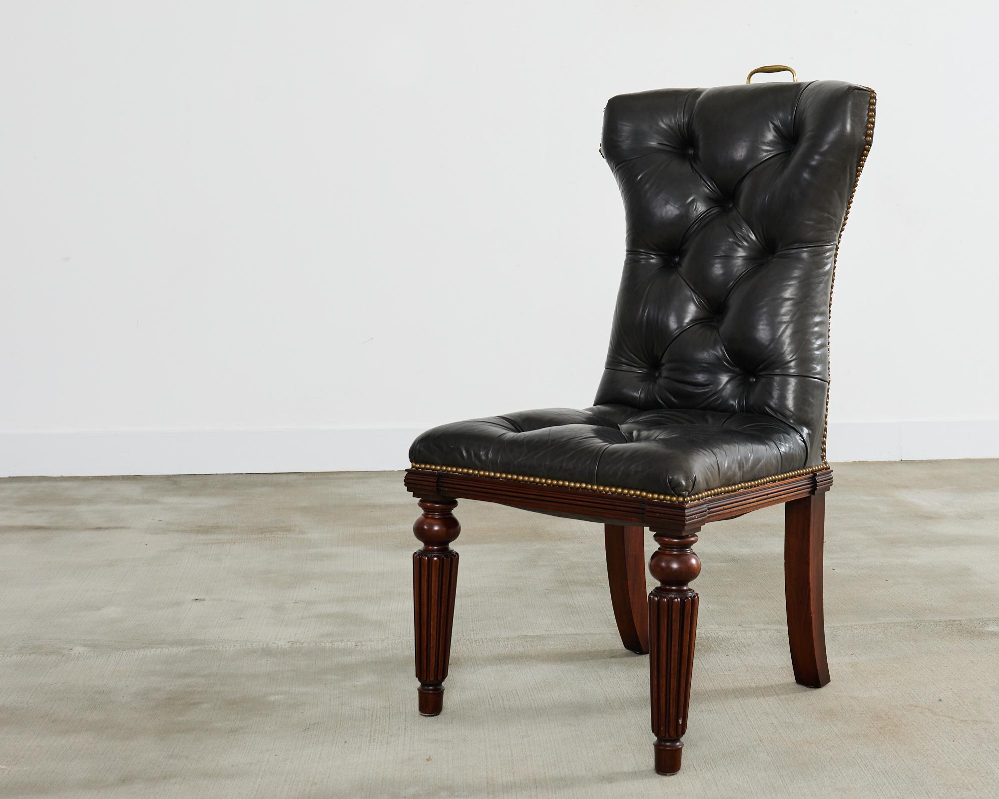 Set of Four Ralph Lauren Tufted Leather Dining Chairs 3