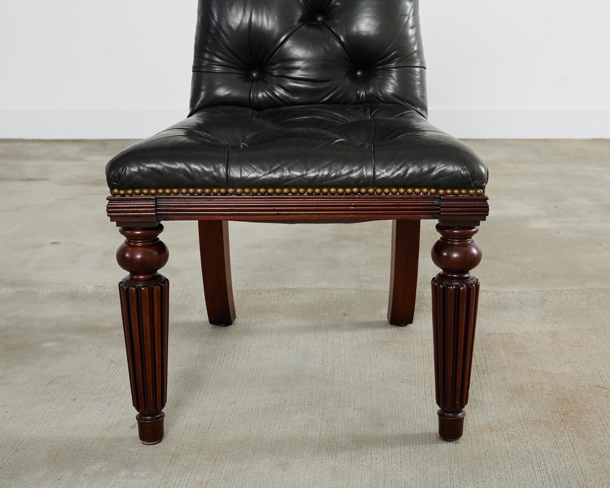 Set of Four Ralph Lauren Tufted Leather Dining Chairs 5