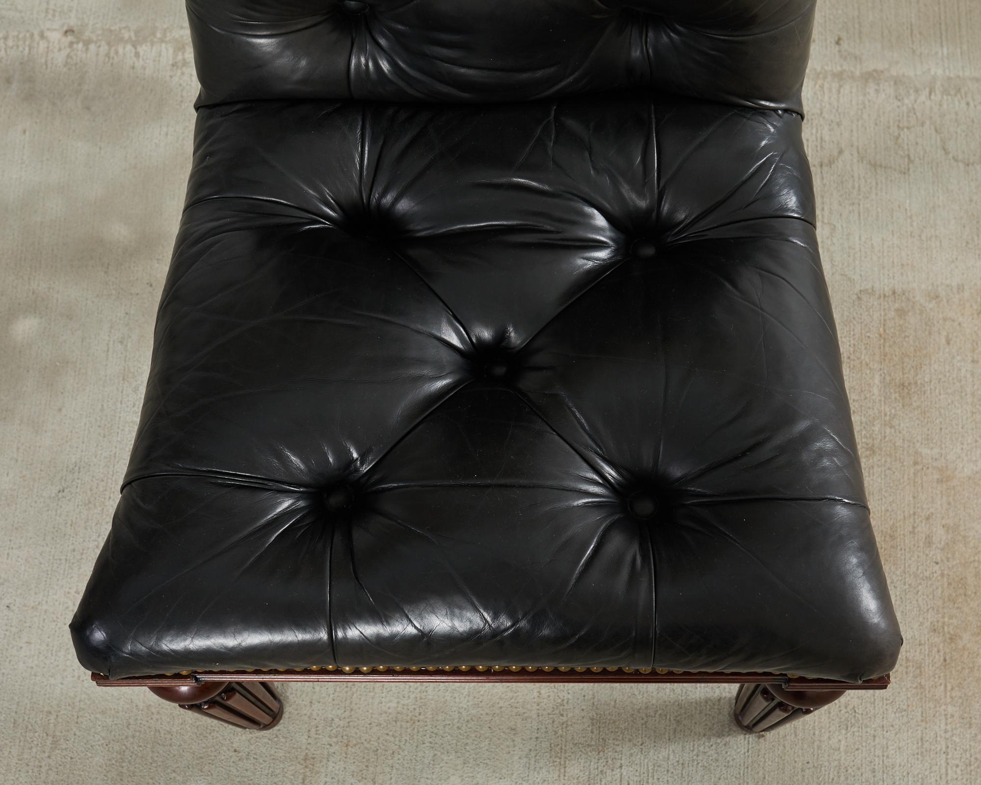 Set of Four Ralph Lauren Tufted Leather Dining Chairs 6