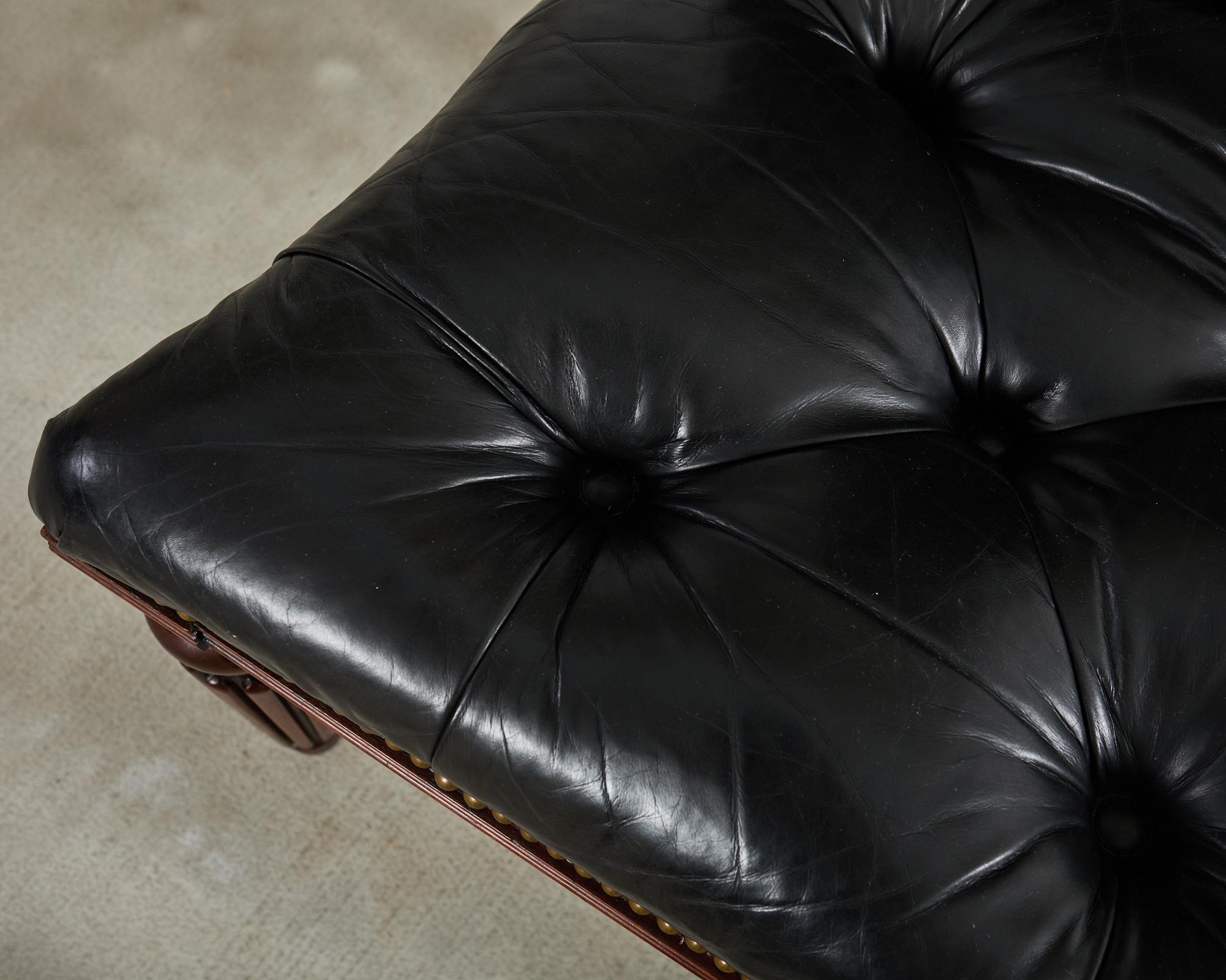 Set of Four Ralph Lauren Tufted Leather Dining Chairs 7