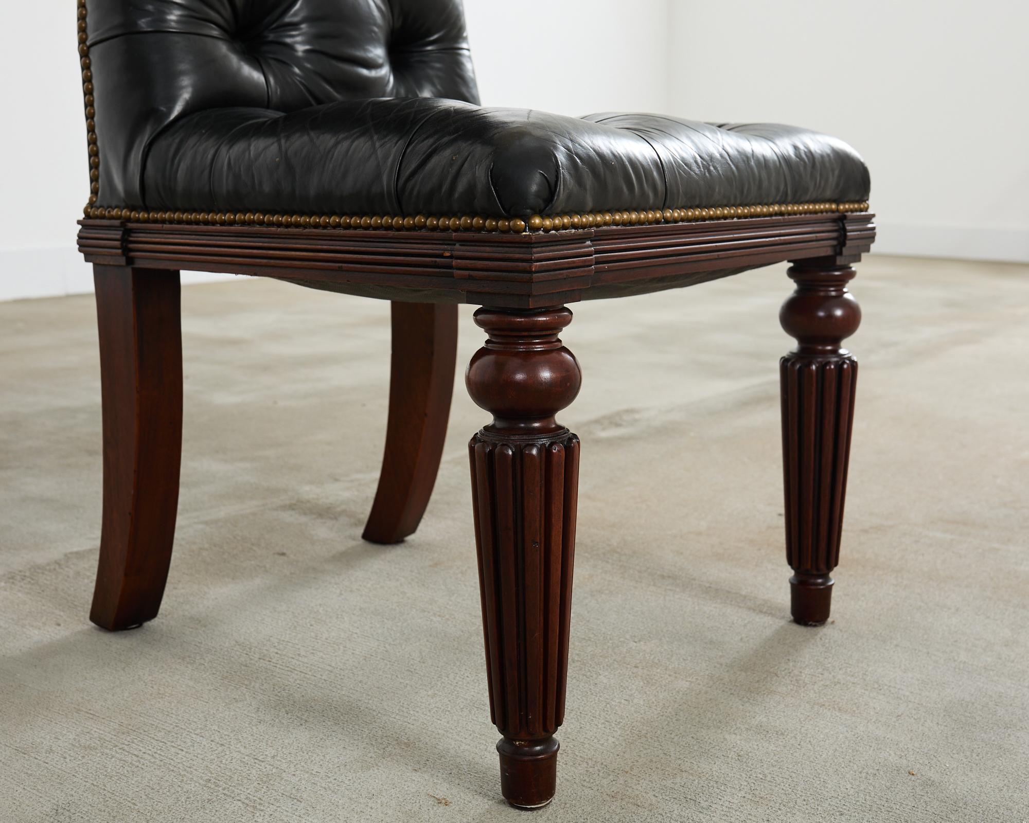 Set of Four Ralph Lauren Tufted Leather Dining Chairs 8