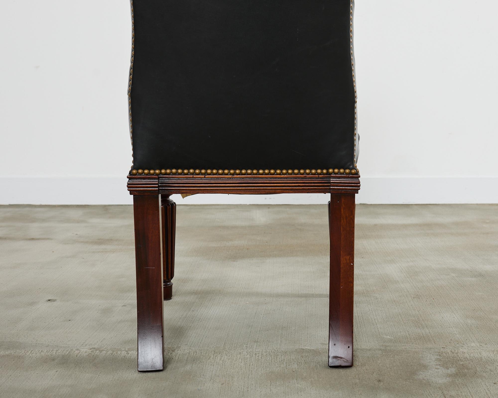 Set of Four Ralph Lauren Tufted Leather Dining Chairs 12
