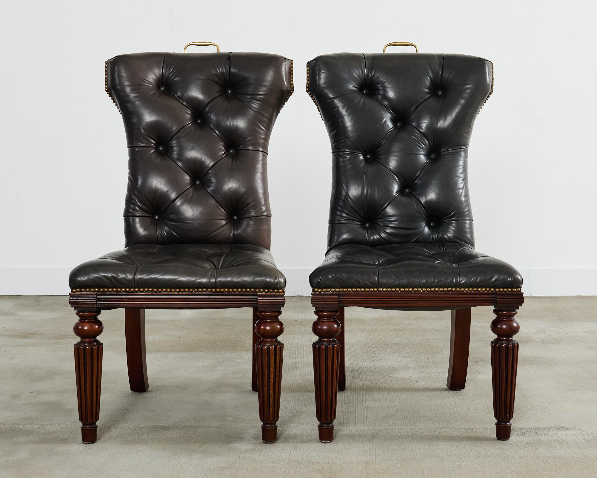 American Set of Four Ralph Lauren Tufted Leather Dining Chairs