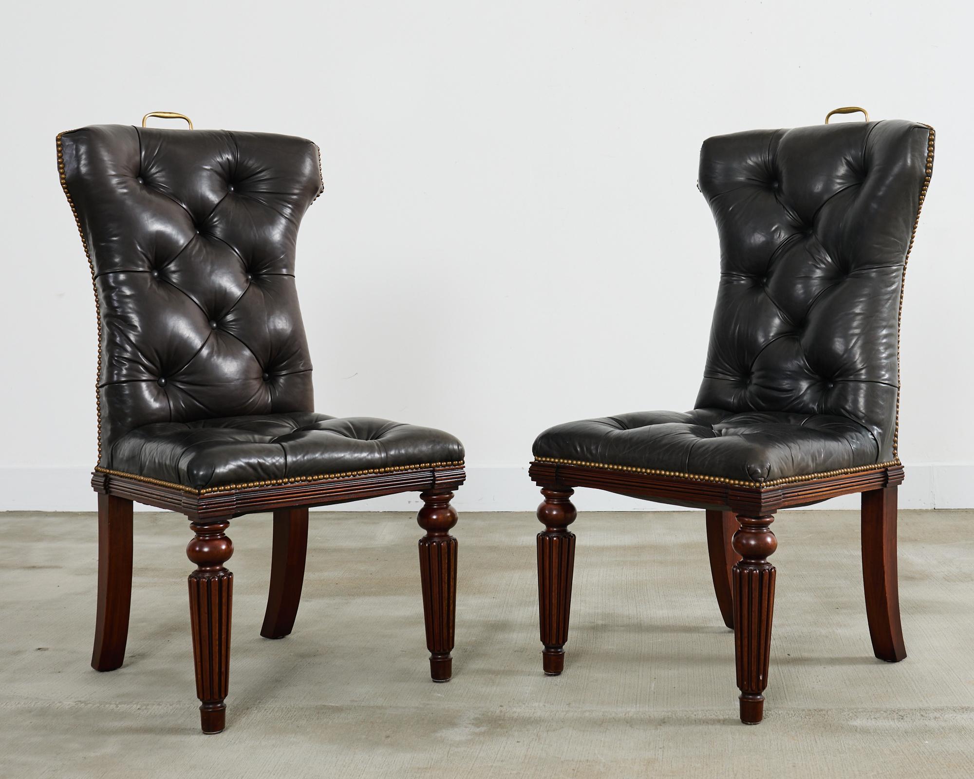 Set of Four Ralph Lauren Tufted Leather Dining Chairs In Good Condition In Rio Vista, CA
