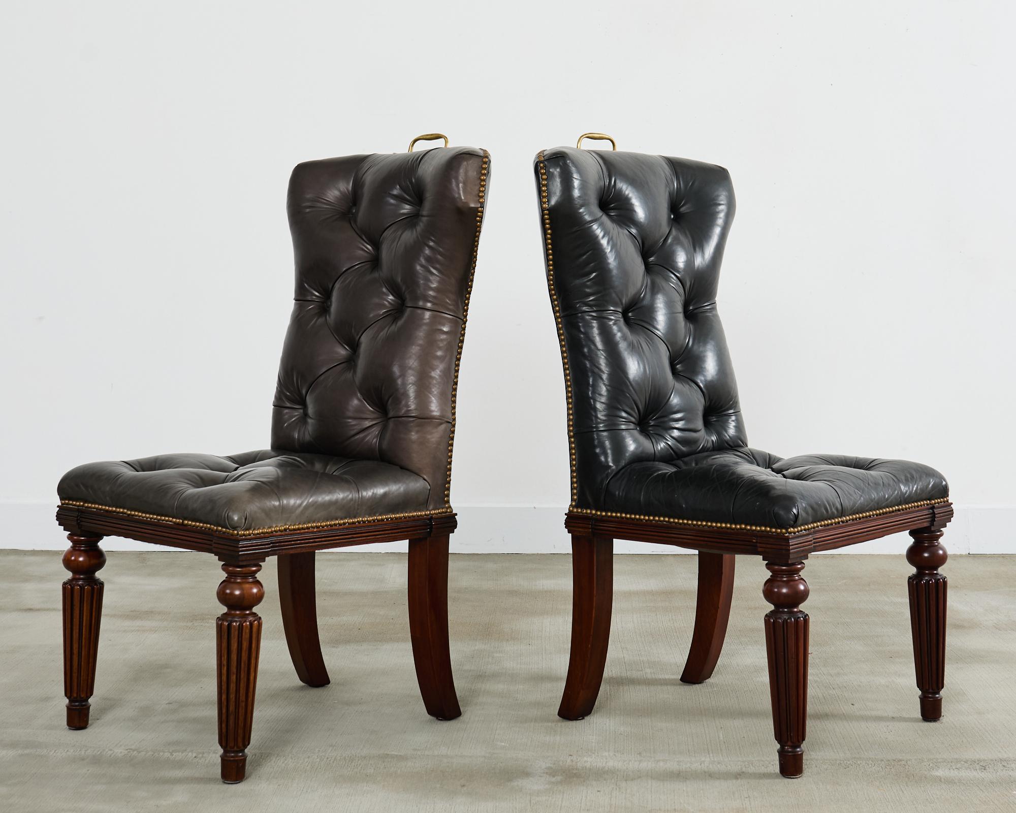 20th Century Set of Four Ralph Lauren Tufted Leather Dining Chairs