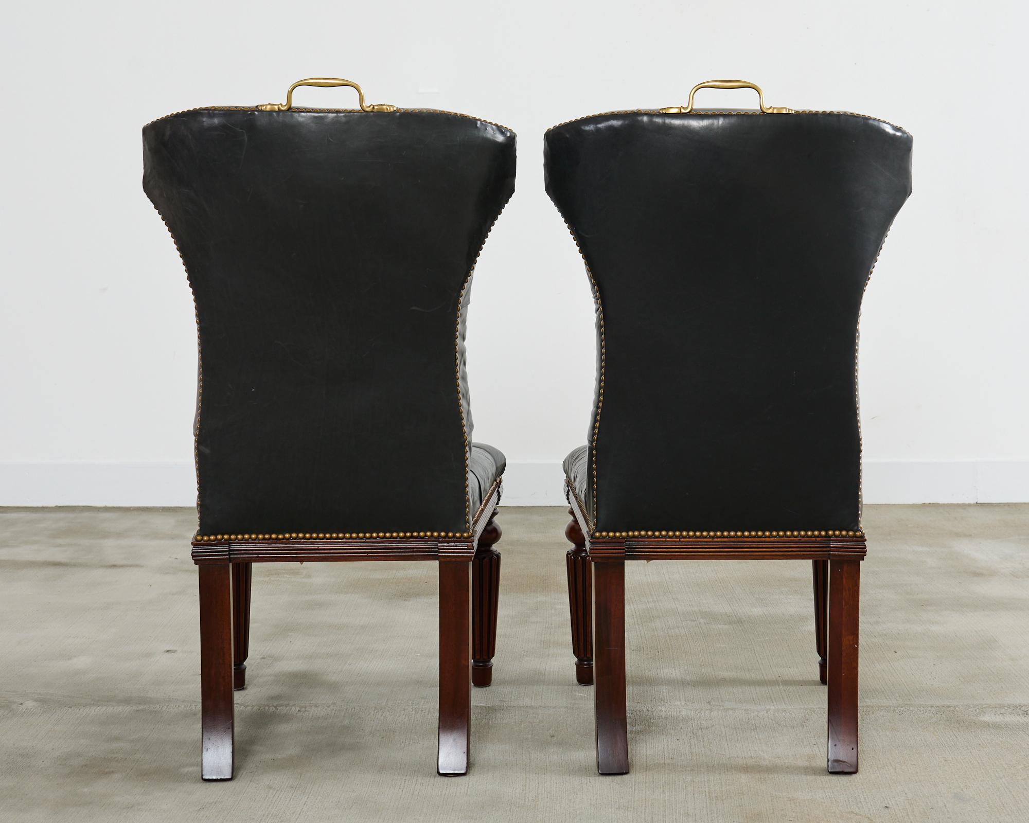 Set of Four Ralph Lauren Tufted Leather Dining Chairs 1