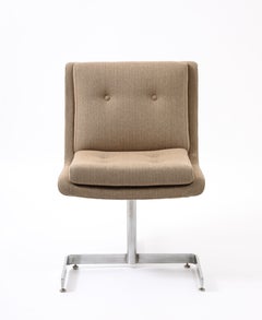 Juego de cuatro sillas Raphael "Wishbone" de cuero y acero inoxidable, Francia Años 50