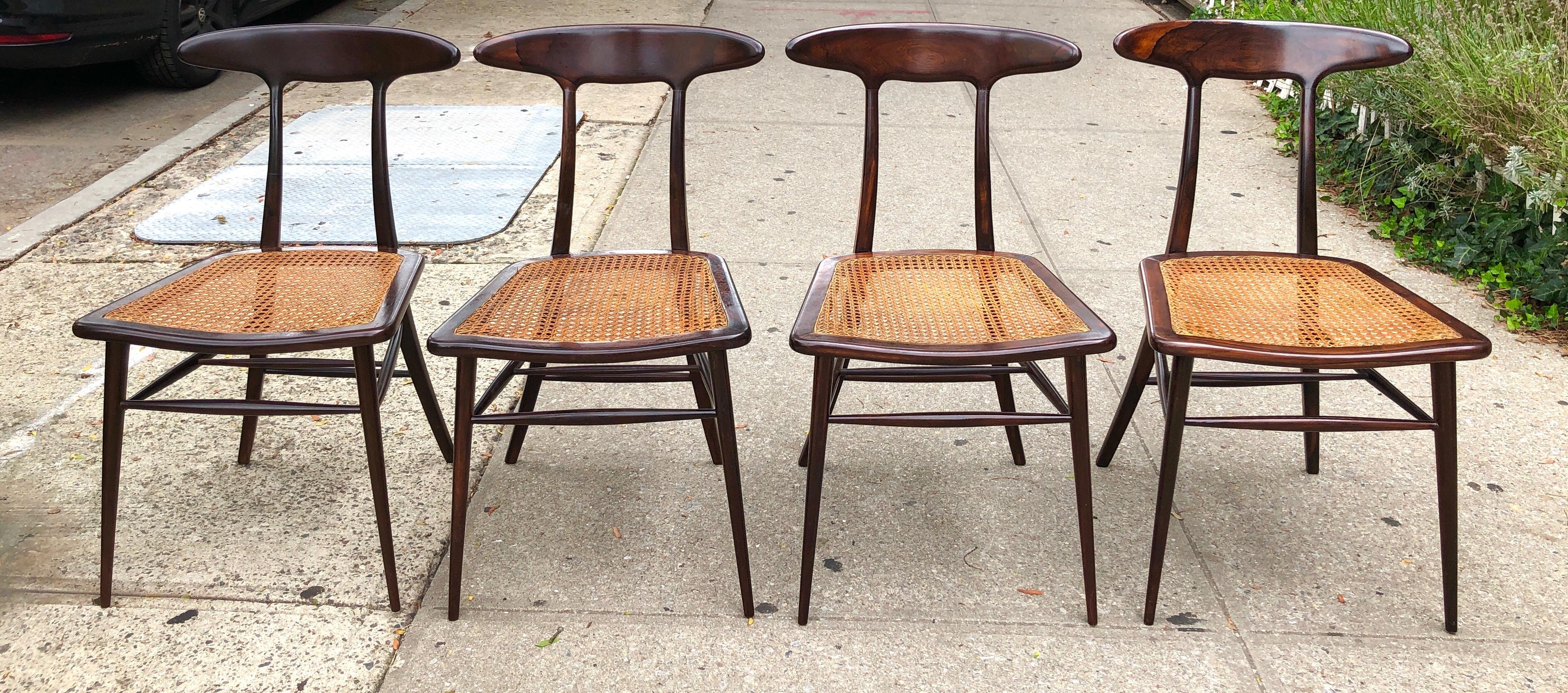 Set of Four Rare Dining Chairs by Martin Eisler and Carlo Hauner for Forma For Sale 2