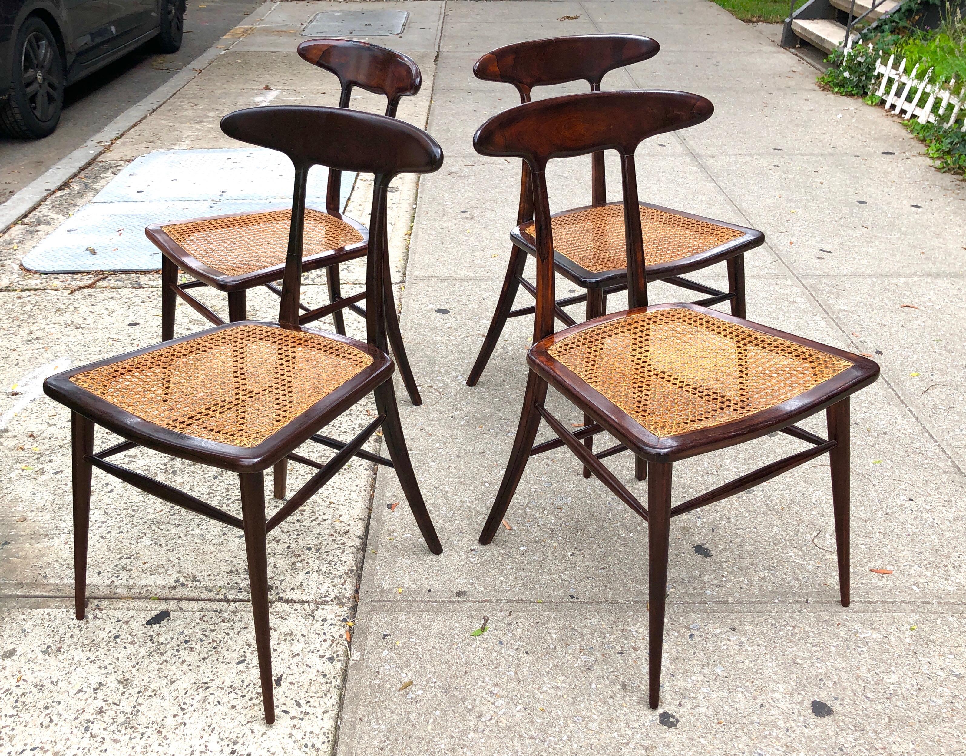 Set of Four Rare Dining Chairs by Martin Eisler and Carlo Hauner for Forma For Sale 3