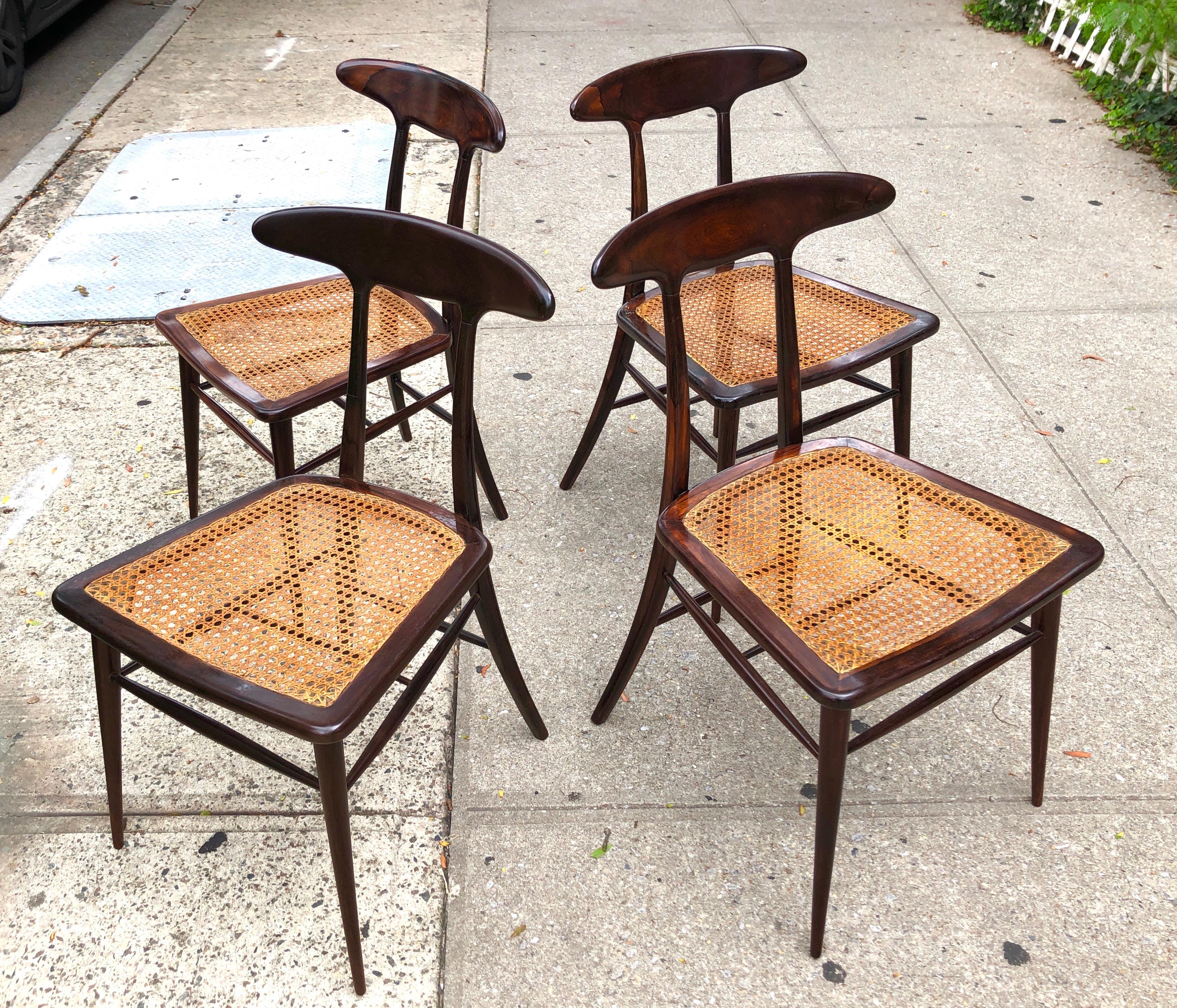 Brazilian Set of Four Rare Dining Chairs by Martin Eisler and Carlo Hauner for Forma For Sale