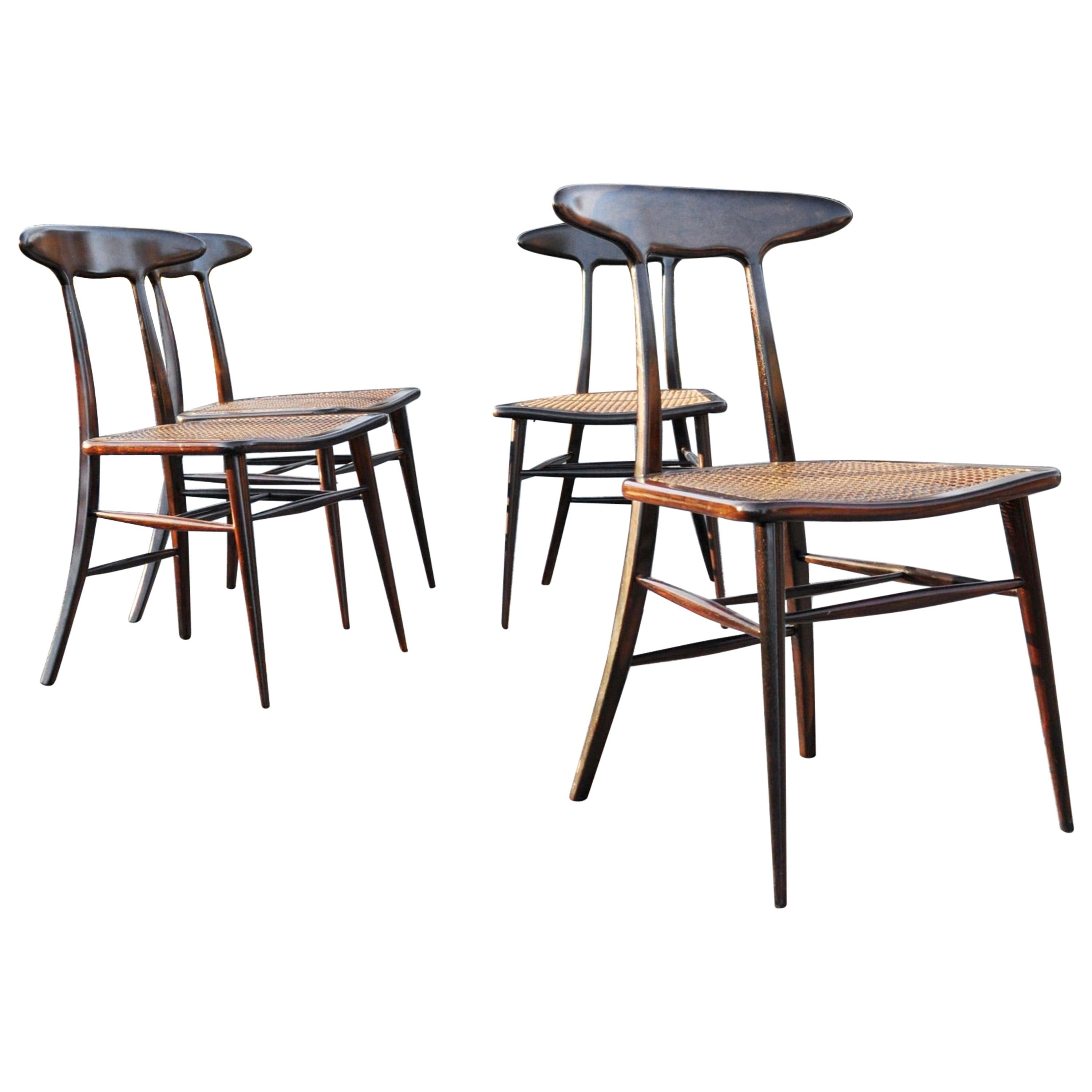 Set of Four Rare Dining Chairs by Martin Eisler and Carlo Hauner for Forma