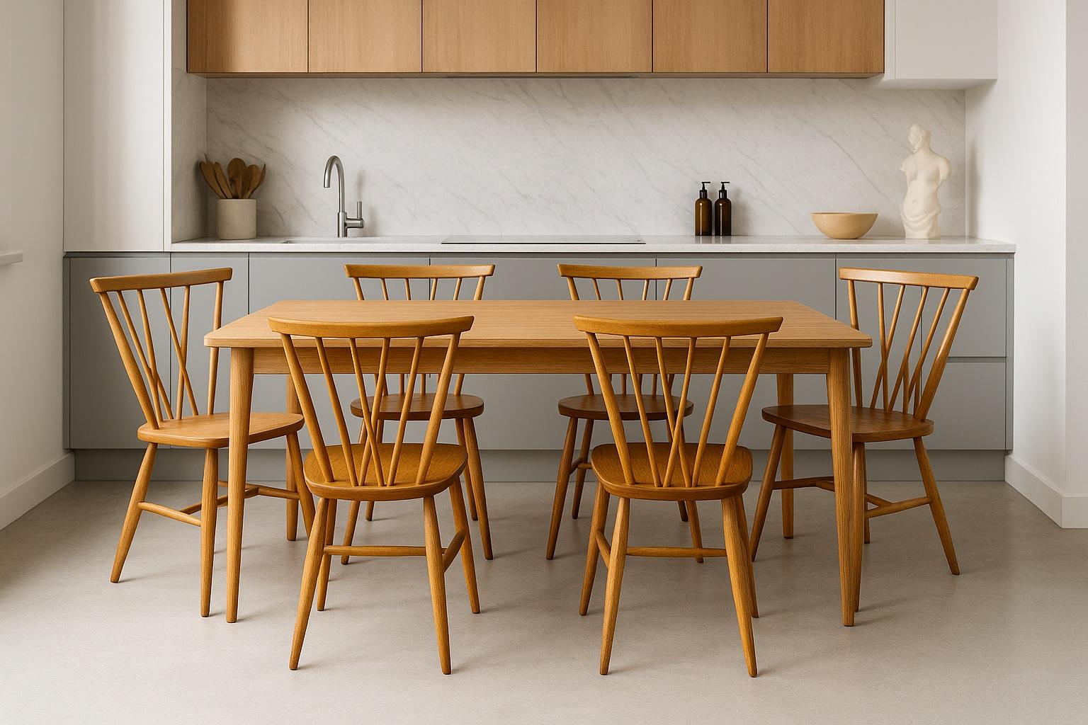 Set of Four Ercol Candlestick Dining Chairs Mid Century (Lucian Ercolani, c.1950s–60s)

A charming and authentic Set of Four Ercol Candlestick Dining Chairs, designed by Lucian Ercolani for Ercol in the mid-20th century. Sometimes affectionately