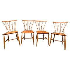 Set of Four Rare Ercol Candlestick Dining Chairs, Mid Century
