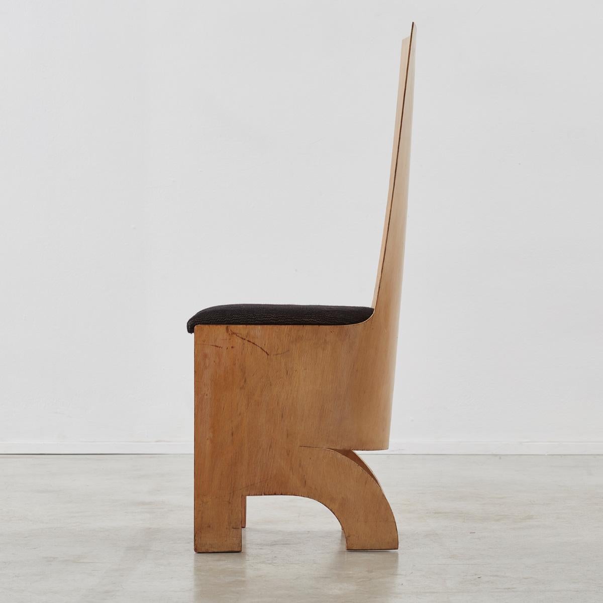 Contreplaqué Ensemble rare de quatre chaises à haut dossier Gerald Summers, Royaume-Uni 1936 en vente