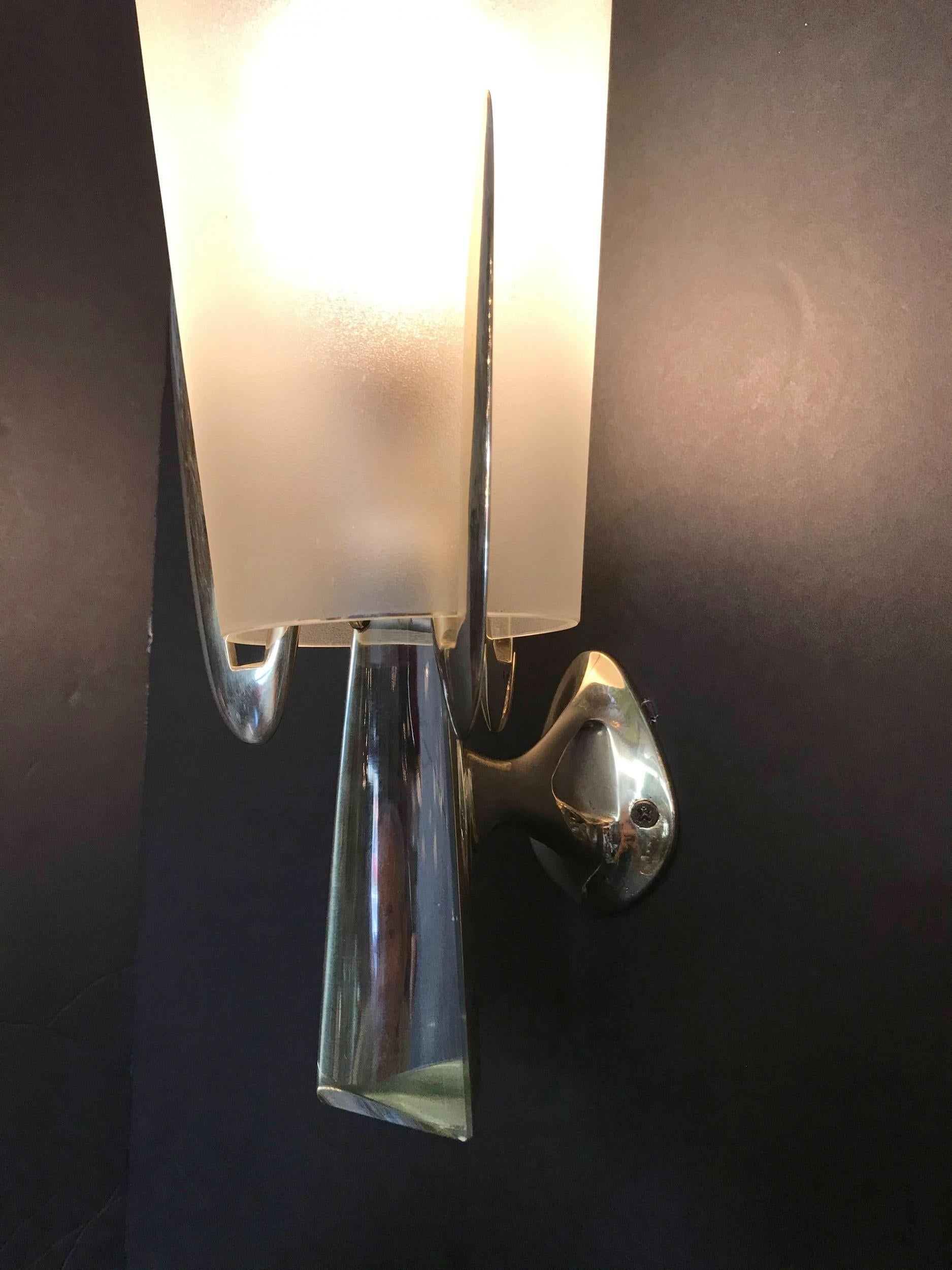 Set of Four Rare Italian Sconces by Max Ingrand for Fontana Arte, Italy, 1959 For Sale 6