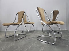 Set of Four Rare Midcentury Dining Chairs, Style of Gastone Rinaldi, Italy, 1970