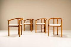 Set of Four Rare Mobil Girgi Dining Chairs in Walnut, Italy, 1970s