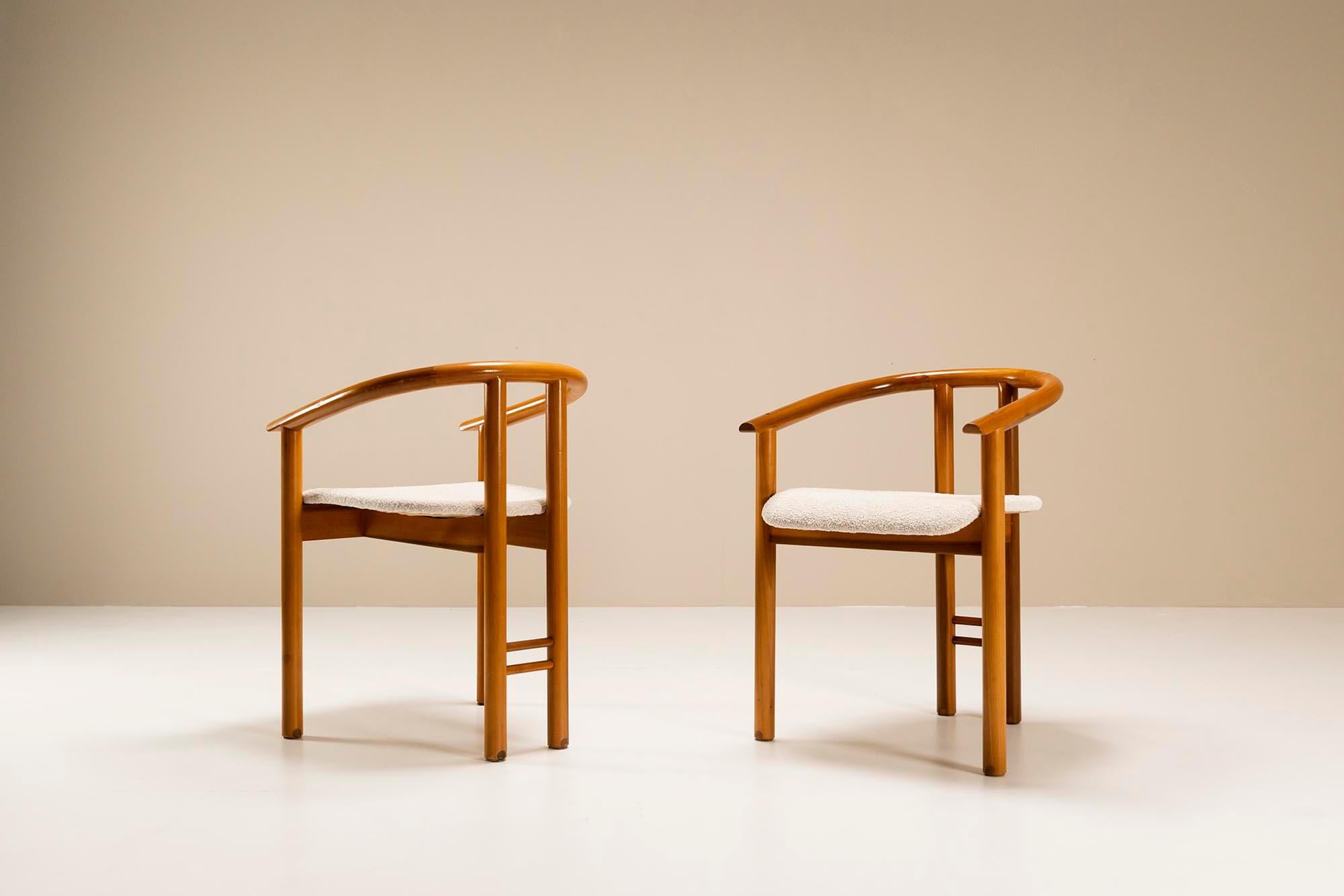 Late 20th Century Set of Four Rare Mobil Girgi Dining Chairs in Walnut, Italy, 1970s