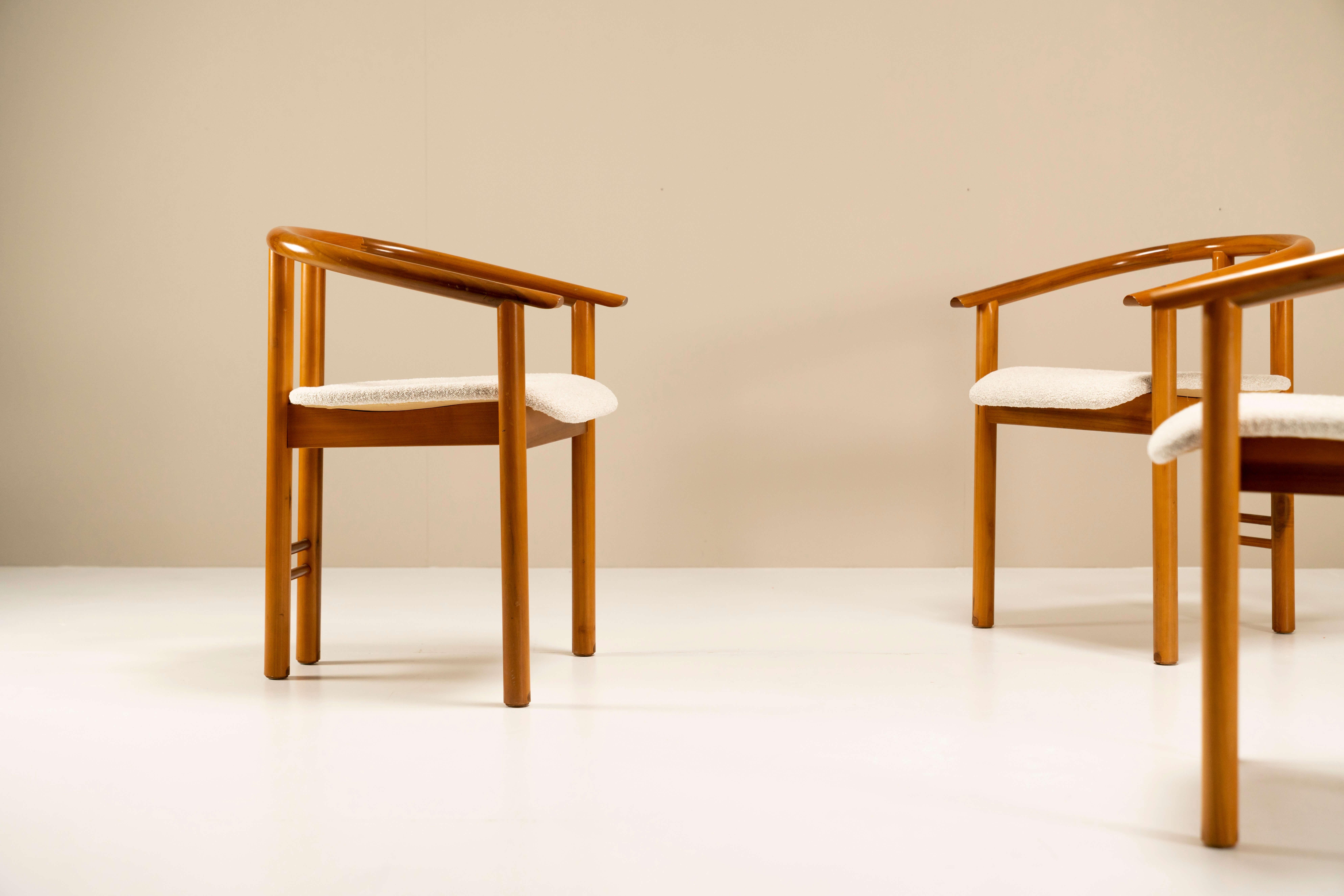 Set of Four Rare Mobil Girgi Dining Chairs in Walnut, Italy, 1970s 1