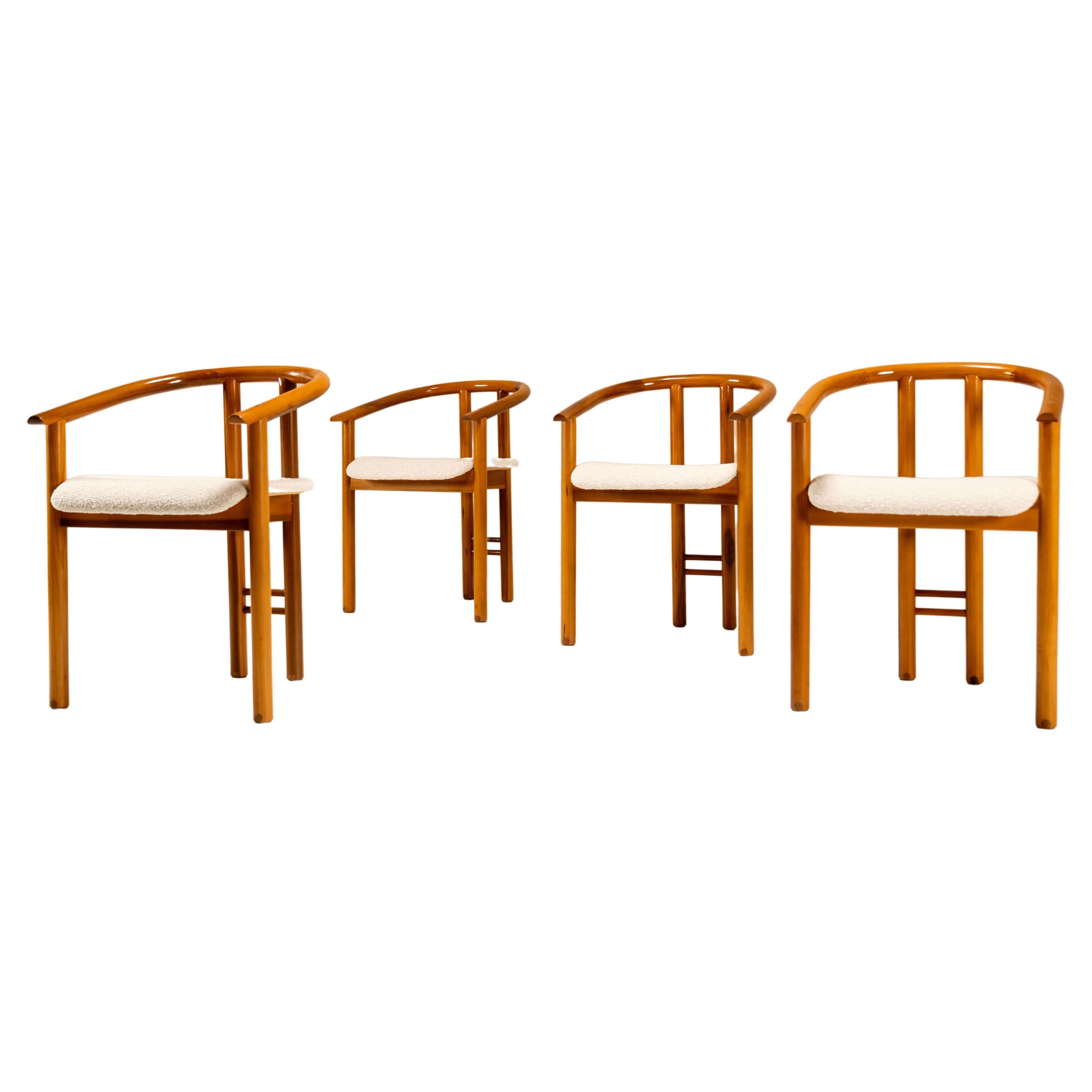 Set of Four Rare Mobil Girgi Dining Chairs in Walnut, Italy, 1970s