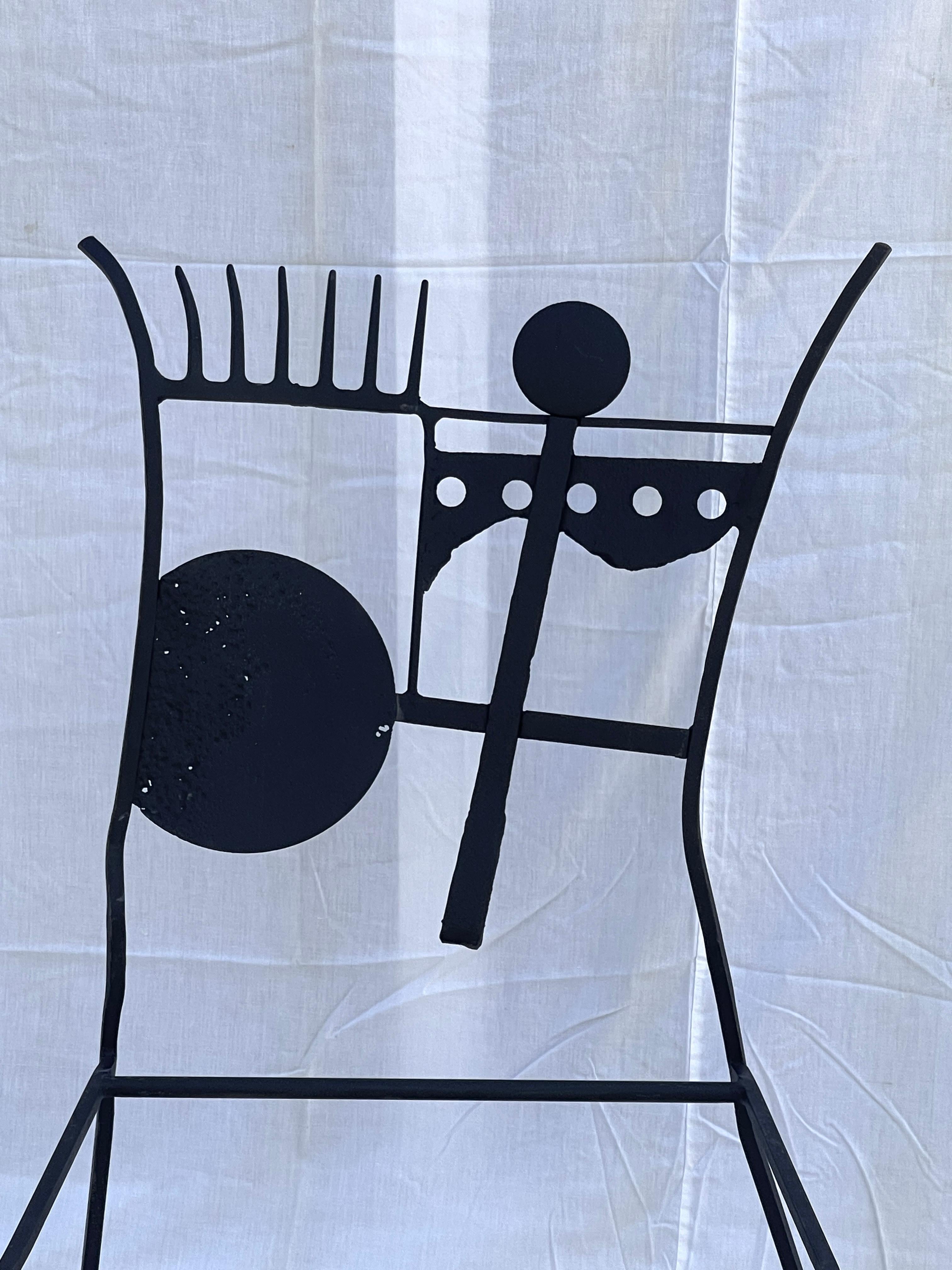 Set Of 4 Rare Brutalist Black Wrought Iron Chairs 4