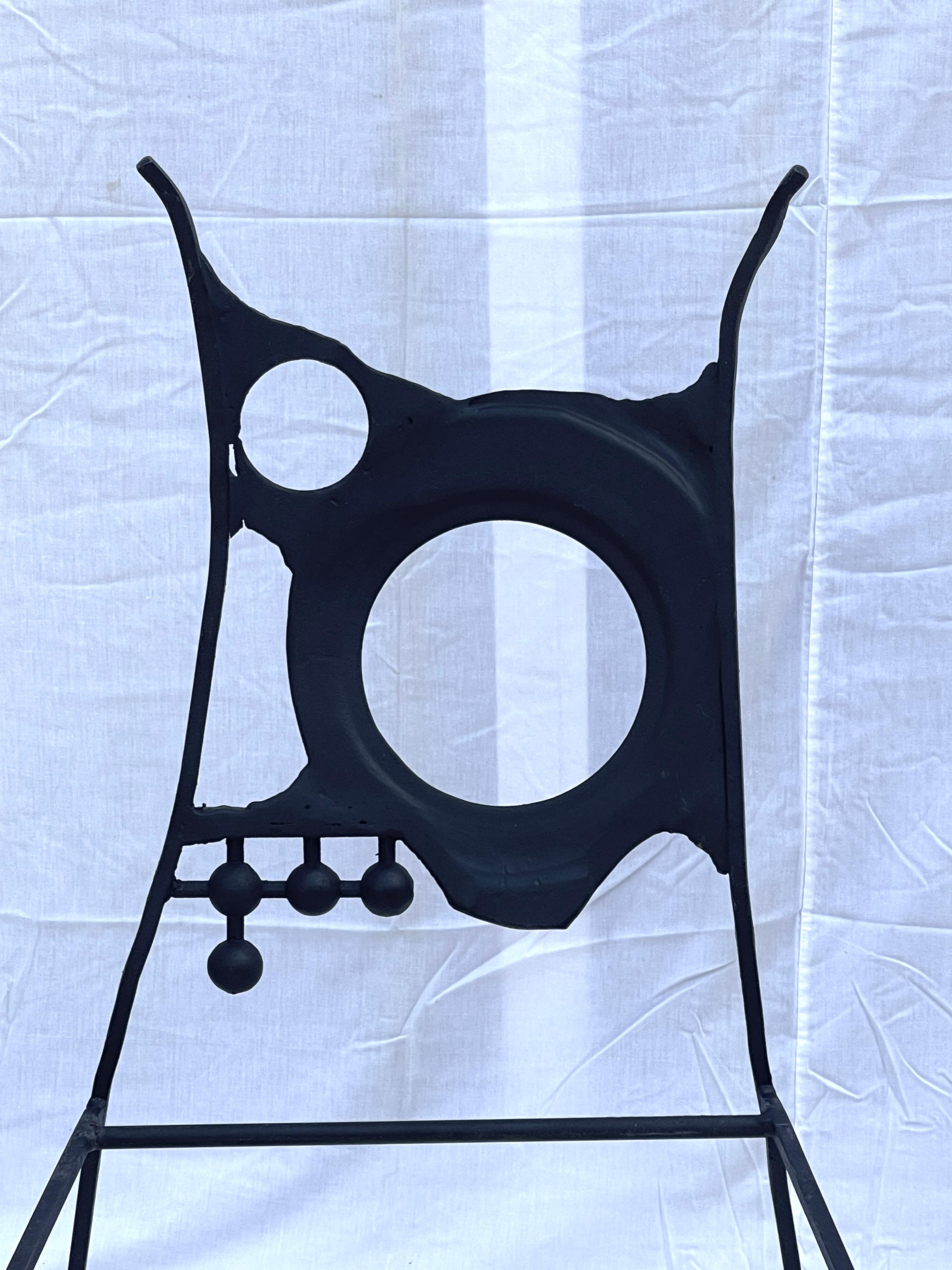 Set Of 4 Rare Brutalist Black Wrought Iron Chairs 7