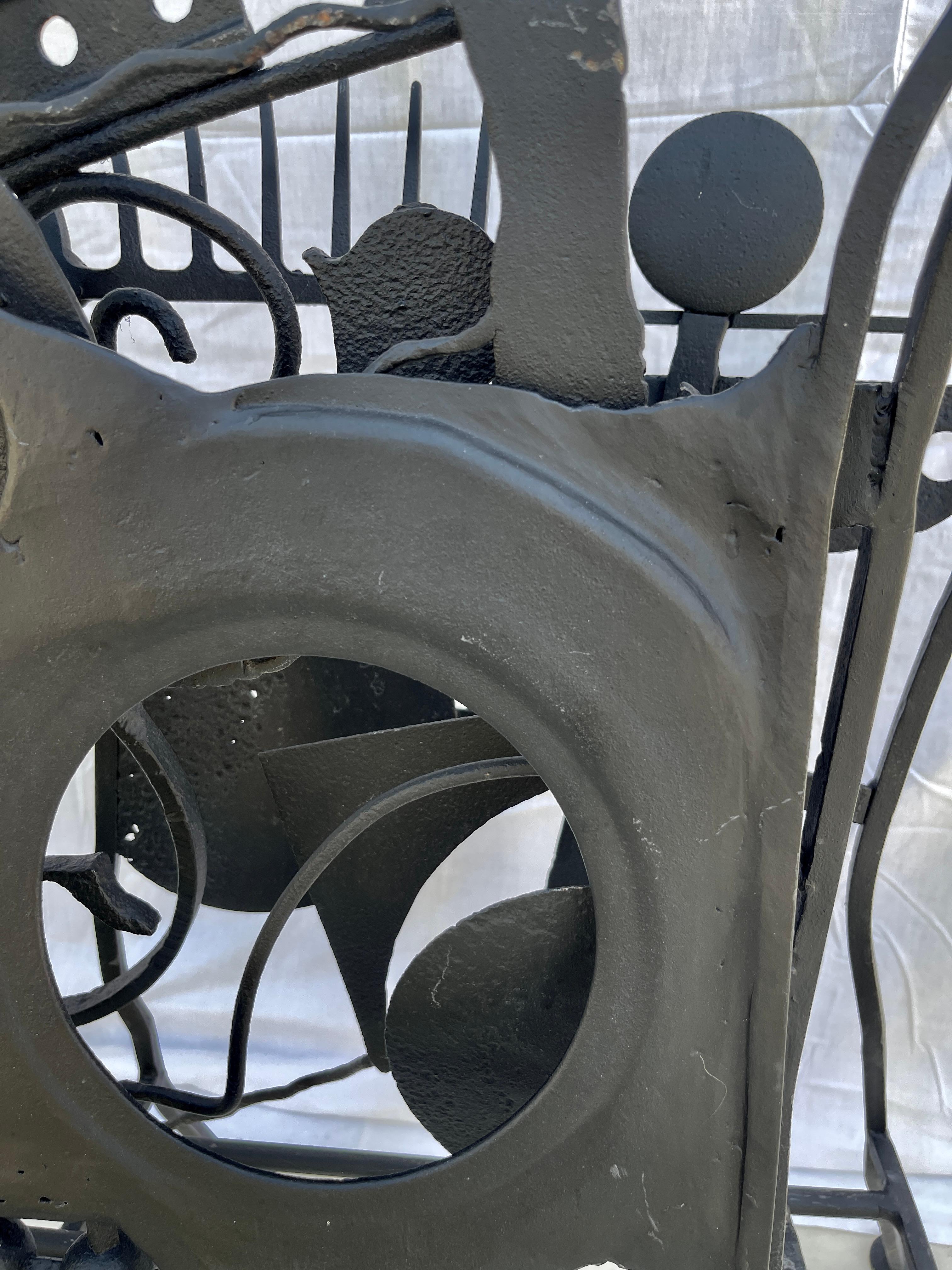 Set Of 4 Rare Brutalist Black Wrought Iron Chairs 9