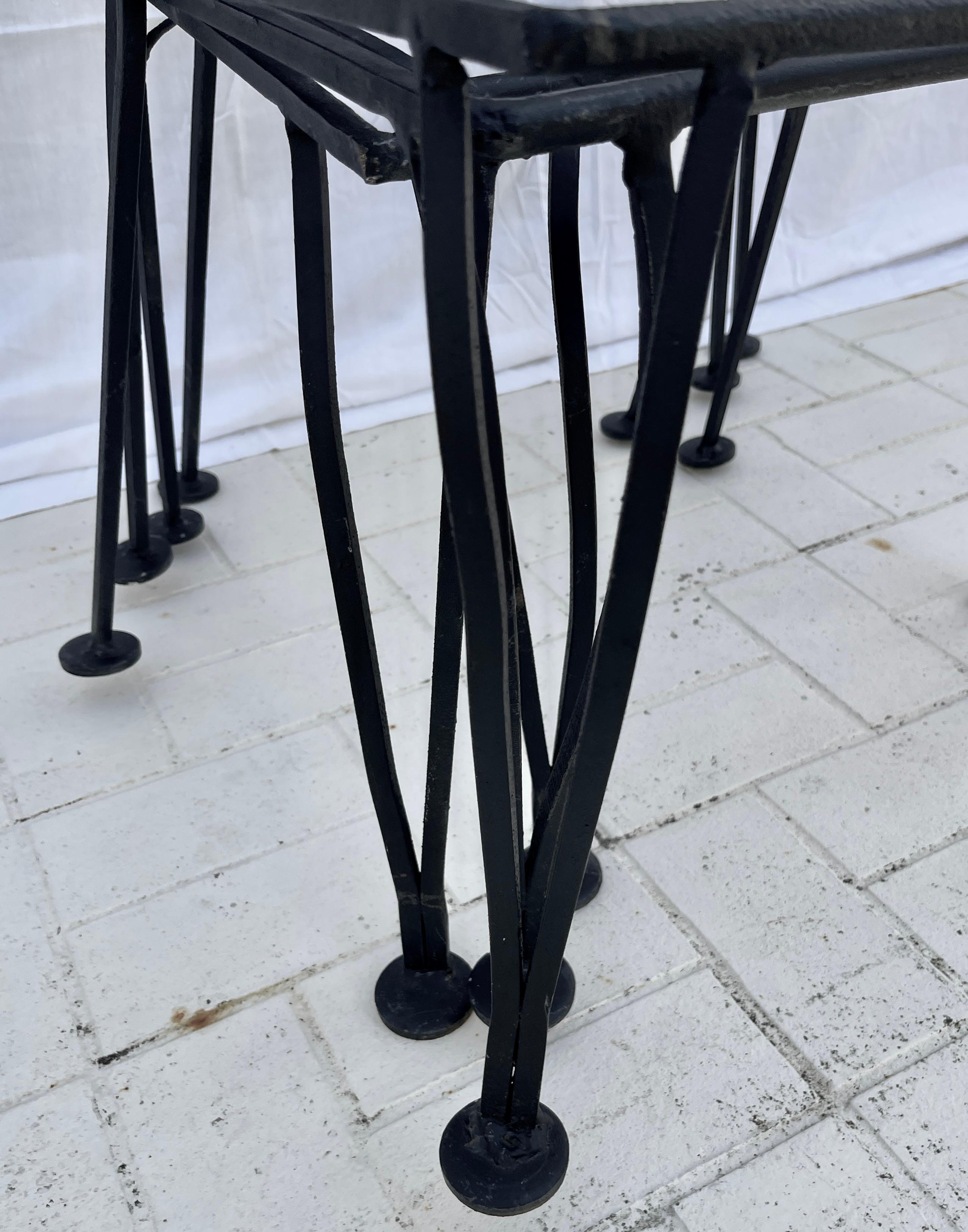Set Of 4 Rare Brutalist Black Wrought Iron Chairs 10
