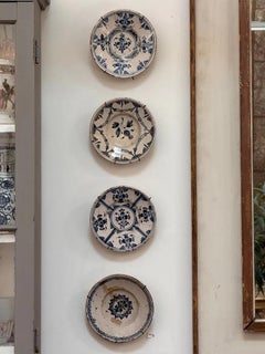 Set of Four Rare Spanish Tin-Glazed plates 18th C.