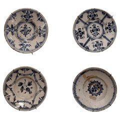 Set of Four Rare Spanish Tin-Glazed plates 18th C.