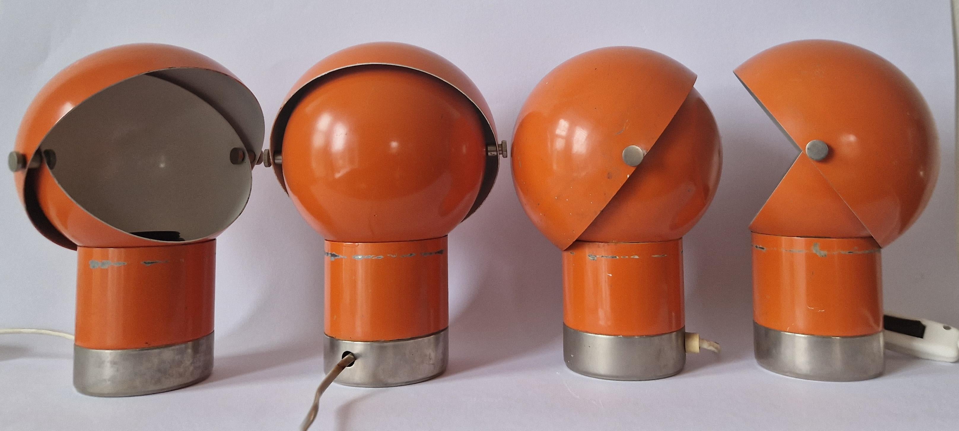 Juego de cuatro raras lámparas de mesa Astronauta Kamenicky Senov, Spaec Age, 1970s Lacado en venta
