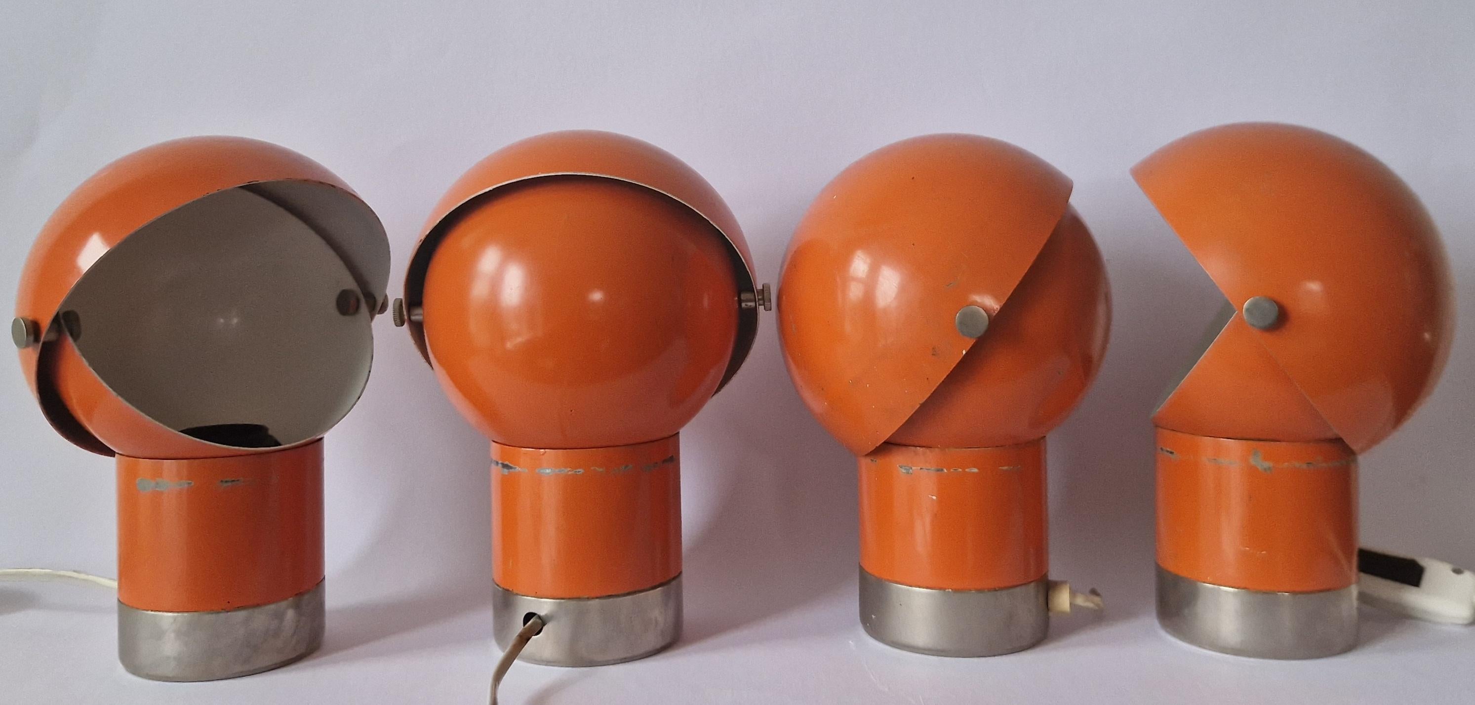 Juego de cuatro raras lámparas de mesa Astronauta Kamenicky Senov, Spaec Age, 1970s Metal en venta