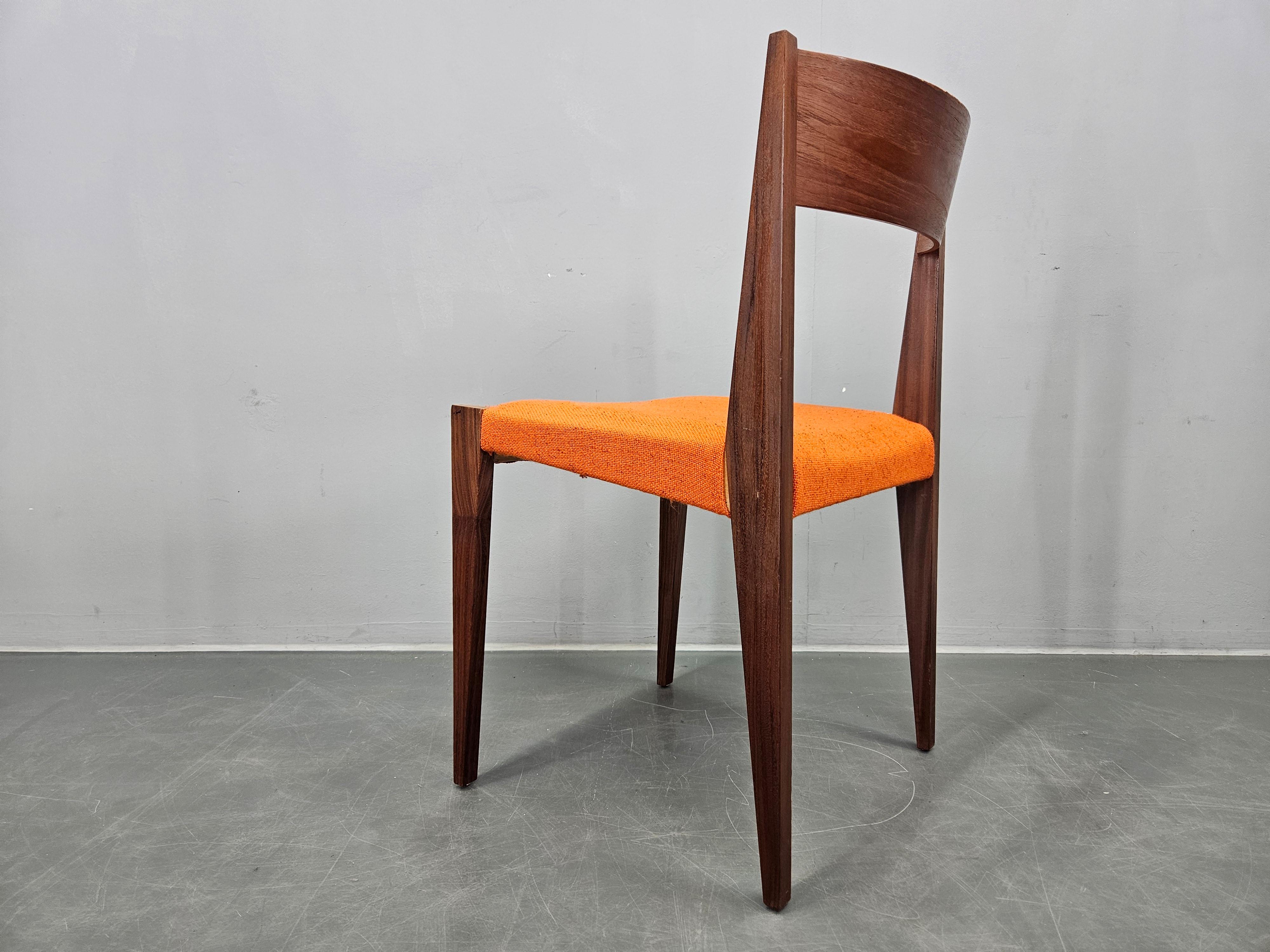 Satz von vier seltenen PIA-Stühlen aus Teakholz von Poul Cadovius, Girsberger, Dänemark, 1960er Jahre im Angebot 9