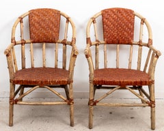 Set of Four Rattan and Bamboo Chairs