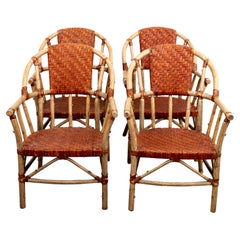 Set of Four Rattan and Bamboo Chairs